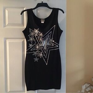 Lola Black Dress with Silver Star Accents